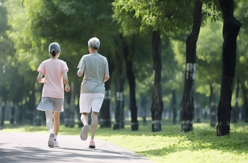 老年夫妇在户外公园慢跑健身摄影图,高清,摄影图,摄影图片,图片大全,摄影图免费下载